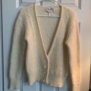 Knitworks Women's Cream Wool Blend Cardigan Sweater